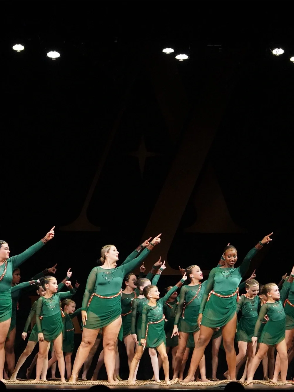 Emerald Green Long Sleeve Dance Costume with Rhinestone - semi costume -